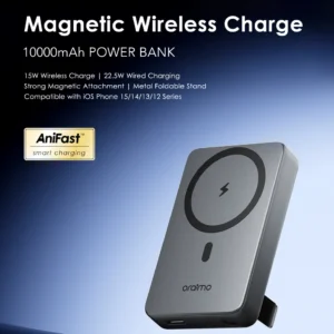 Oraimo MagPower 15 – 10,000mAh Magnetic Wireless Power Bank with Foldable Stand