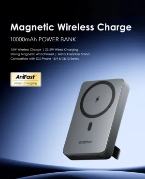 Oraimo MagPower 15 – 10,000mAh Magnetic Wireless Power Bank with Foldable Stand